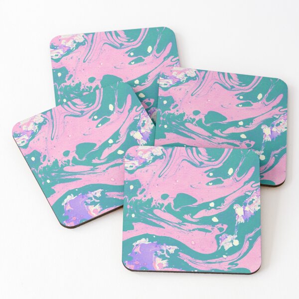 Item preview, TURQUOISE AND BLUSH PINK MARBLING PAINT DESIGN designed and sold by ozcushionstoo.