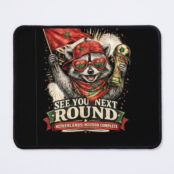 Item preview, Funny Morocco Raccoon World Cup, See You Next Round, Moroccan Football Fan, Vintage Soccer Celebration Gift designed and sold by Zizo-DR44.