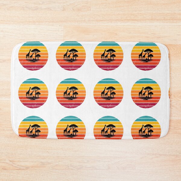 Item preview, Retro multi colored sunset silhouette featuring giraffes and acacia trees design  designed and sold by MKTreasures.