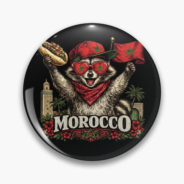 Item preview, Funny Morocco Raccoon, Moroccan Flag Animal, Cute Raccoon Holding Sandwich, Vintage Morocco Pride Gift designed and sold by Zizo-DR44.