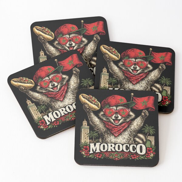 Item preview, Funny Morocco Raccoon, Moroccan Flag Animal, Cute Raccoon Holding Sandwich, Vintage Morocco Pride Gift designed and sold by Zizo-DR44.