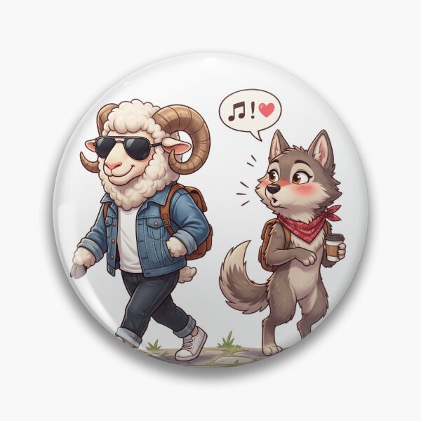 Item preview, Cool Ram and Cute Wolf Unlikely Friends Cartoon designed and sold by rich-moda.