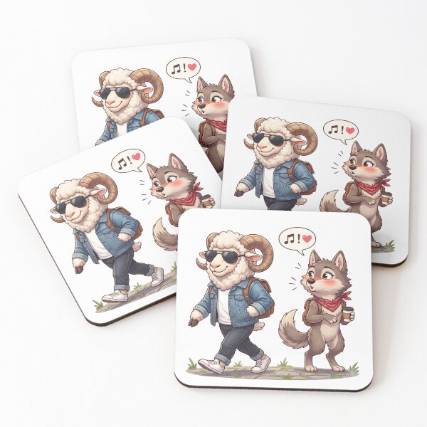 Item preview, Cool Ram and Cute Wolf Unlikely Friends Cartoon designed and sold by rich-moda.