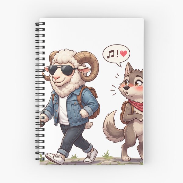 Item preview, Cool Ram and Cute Wolf Unlikely Friends Cartoon designed and sold by rich-moda.