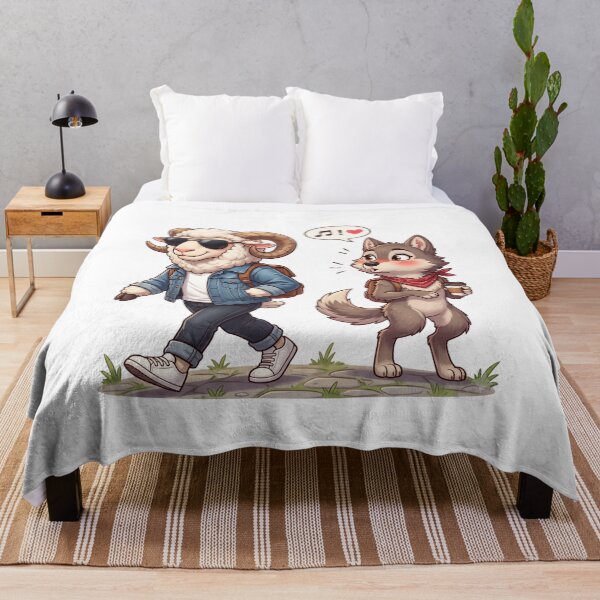 Item preview, Cool Ram and Cute Wolf Unlikely Friends Cartoon designed and sold by rich-moda.