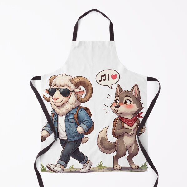 Item preview, Cool Ram and Cute Wolf Unlikely Friends Cartoon designed and sold by rich-moda.