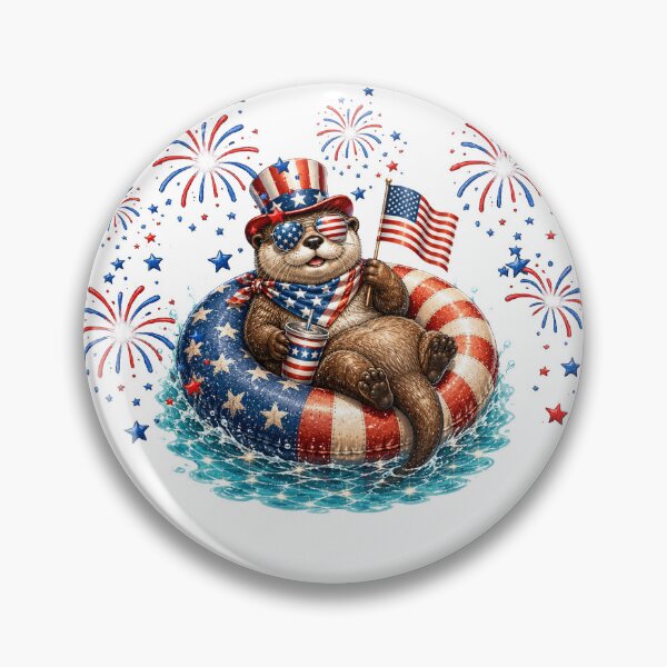 Item preview, 4th of July Cute Otters American Flag Vintage Otter Lover designed and sold by QuiteOrbit.