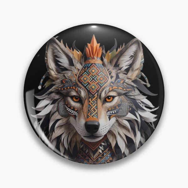 Item preview, Geometric Native Tribal Wolf Chief Illustration Art designed and sold by ShadowSketch-HP.