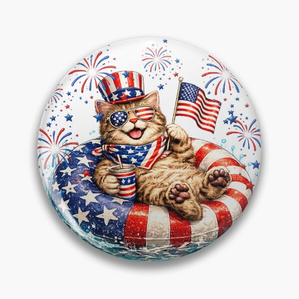 Item preview, Cute Cat American Flag 4th of July designed and sold by QuiteOrbit.