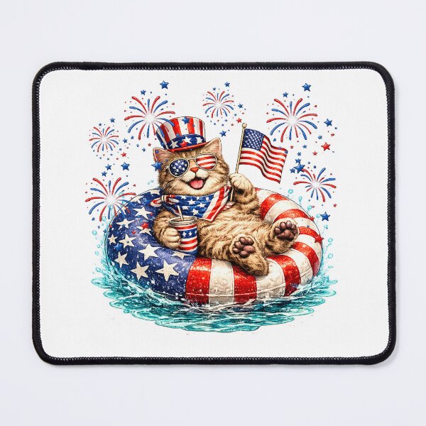 Item preview, Cute Cat American Flag 4th of July designed and sold by QuiteOrbit.