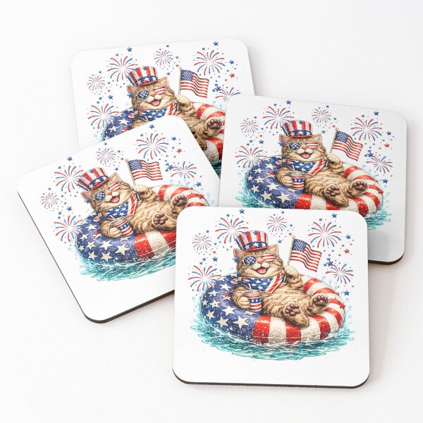 Item preview, Cute Cat American Flag 4th of July designed and sold by QuiteOrbit.
