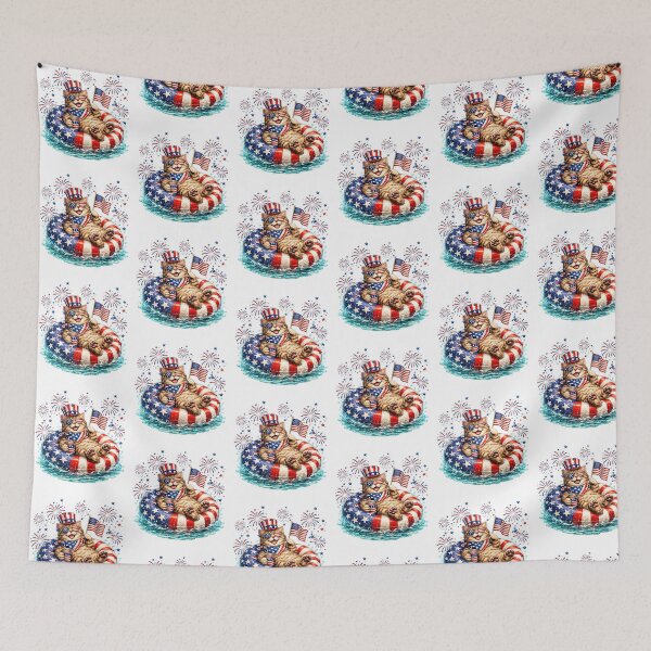 Item preview, Cute Cat American Flag 4th of July designed and sold by QuiteOrbit.