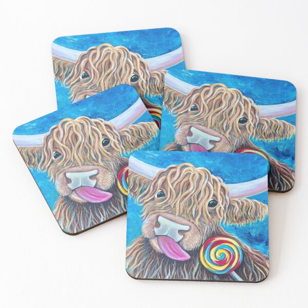 Item preview, Highland Cow licking a Lollipop  designed and sold by Bluelizardcanva.