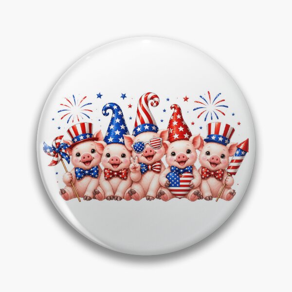 Item preview, Cute Pigs American Flag Vintage pig Lover designed and sold by QuiteOrbit.