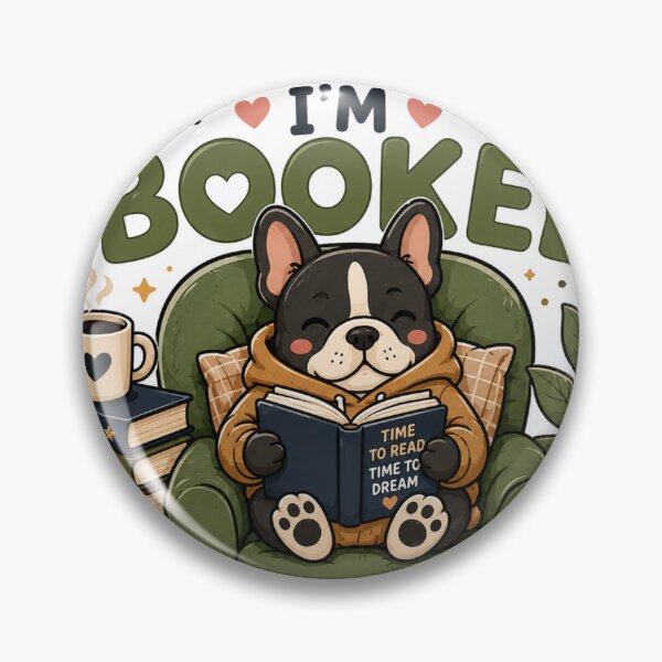Item preview, Sorry I'm Booked Cute French Bulldog Reading Book Sticker. designed and sold by  BreedCraft Studio.