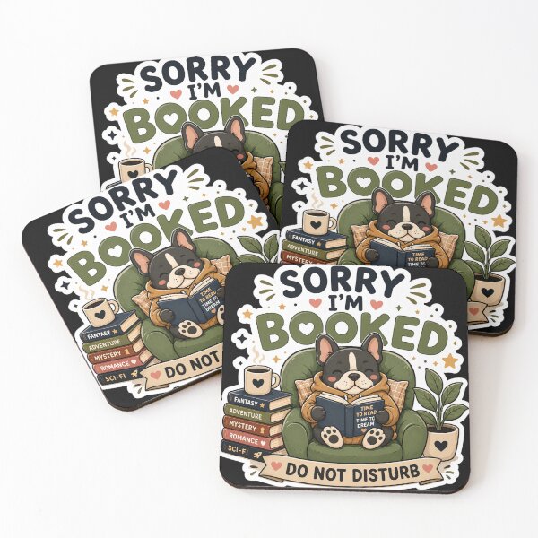 Item preview, Sorry I'm Booked Cute French Bulldog Reading Book Sticker. designed and sold by  BreedCraft Studio.