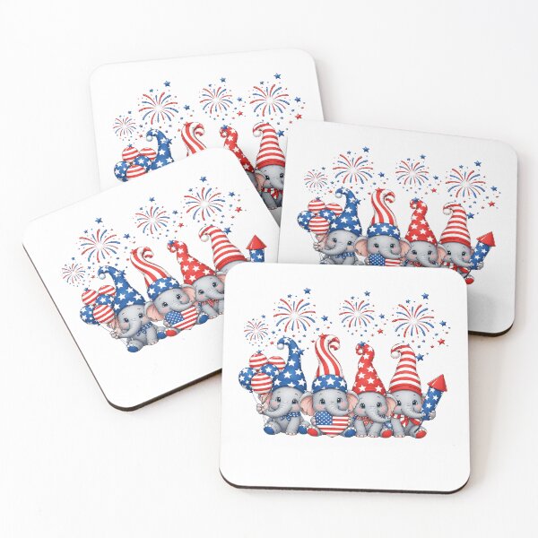 Item preview, Cute elephants American Flag Vintage elephant Lover designed and sold by QuiteOrbit.