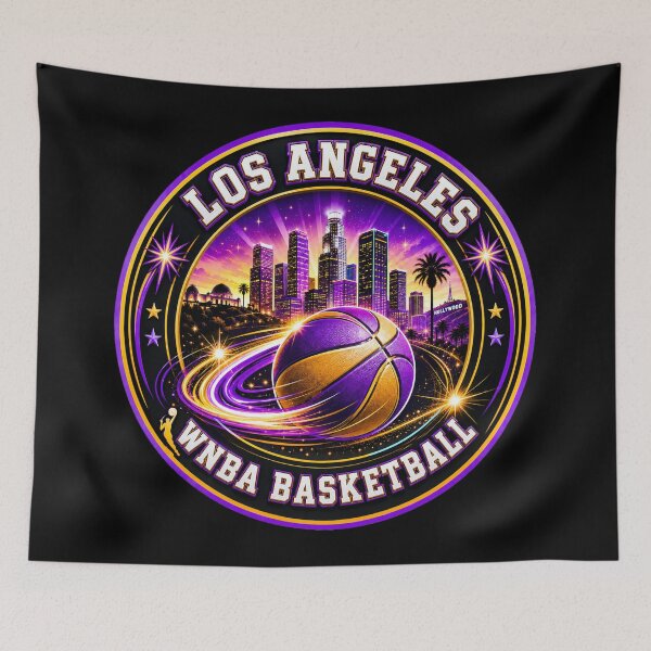 Item preview, Los Angeles Women’s Basketball Skyline Purple Gold Sports Design designed and sold by TKOprintdesigns.