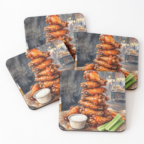 Artikelvorschau, Turm aus brutzelnden Buffalo Chicken Wings (Aquarell) entworfen und verkauft von Itjung-Room.
