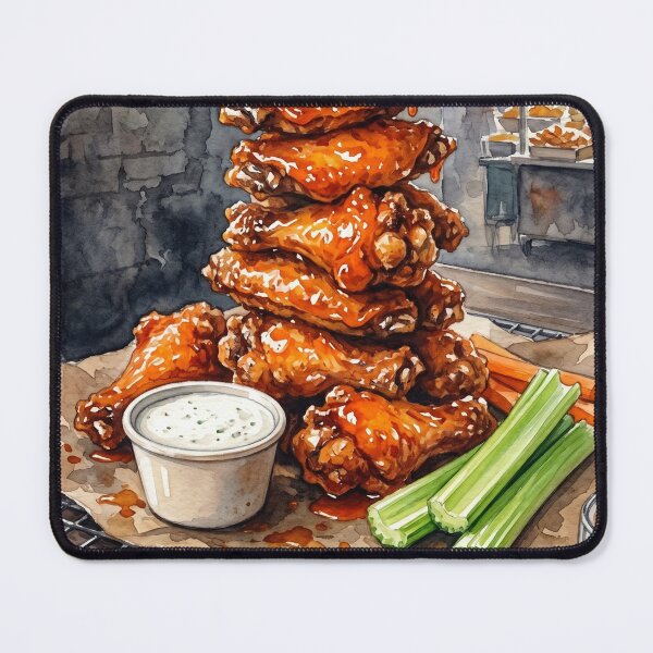 Item preview, Sizzling Buffalo Chicken Wings Tower Watercolor designed and sold by Itjung-Room.