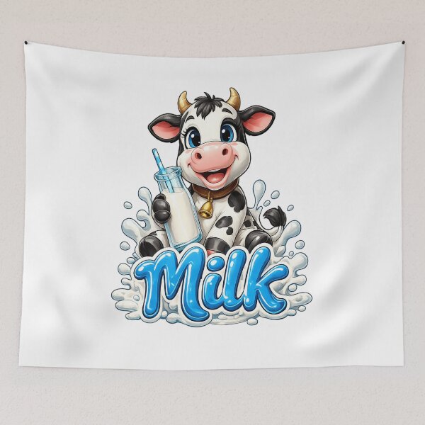 Item preview, Milk – Cute Smiling Cow with Milk Bottle Graphic  designed and sold by RipantinaFantasy .