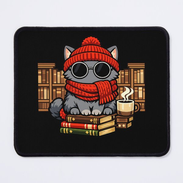 Item preview, Cozy Cat Books Coffee Library — Kawaii Winter Reading Art designed and sold by ArtoryWorks.