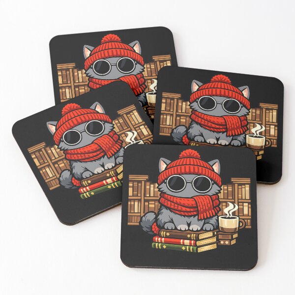Item preview, Cozy Cat Books Coffee Library — Kawaii Winter Reading Art designed and sold by ArtoryWorks.