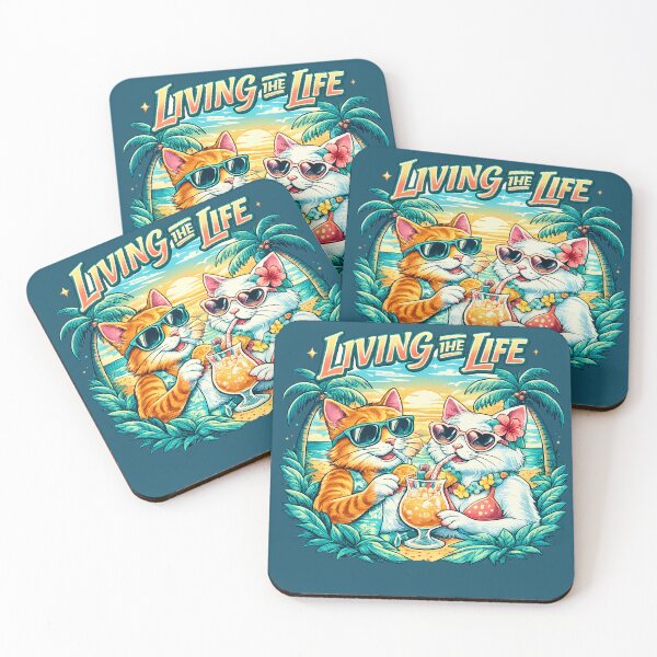 Item preview, Retro Summer Cats Tropical Beach Cocktail designed and sold by digitalbob60.