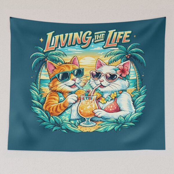 Item preview, Retro Summer Cats Tropical Beach Cocktail designed and sold by digitalbob60.