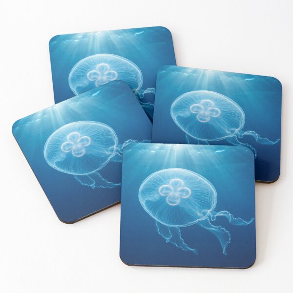 Item preview, Moon Jellyfish Under Sunbeams | Underwater Ocean Wildlife Photography | Fine Art Coastal Wall Print designed and sold by ApexAnimal Art.