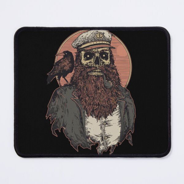 Item preview, Ghost Captain and Raven Dark Nautical Illustration designed and sold by Redvibeco.