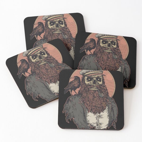 Item preview, Ghost Captain and Raven Dark Nautical Illustration designed and sold by Redvibeco.
