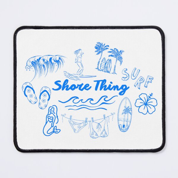 Item preview, Blue Shore Thing Surfing Beach Monochrome Doodles Sketches designed and sold by JaymeOctober.