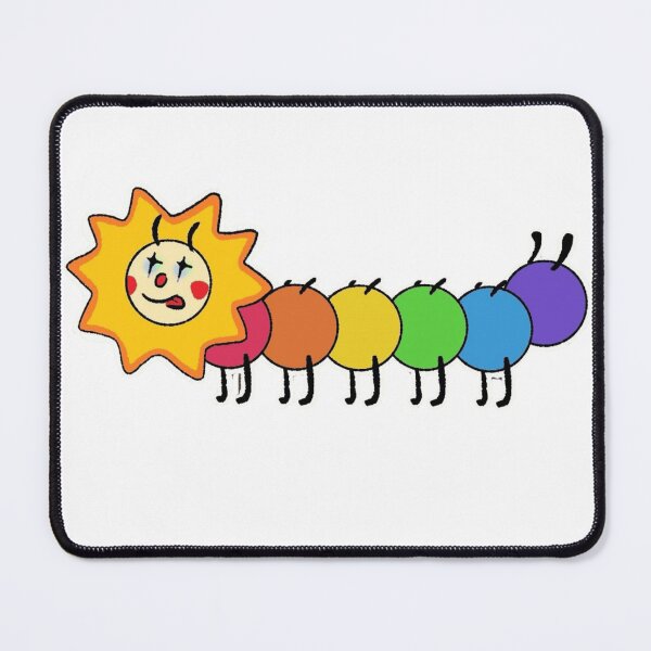 Item preview, Cute Rainbow Caterpillar With Smiling Sun Face Glitchcore Design designed and sold by GloomPop.