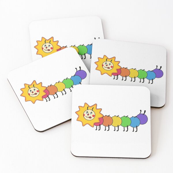 Item preview, Cute Rainbow Caterpillar With Smiling Sun Face Glitchcore Design designed and sold by GloomPop.