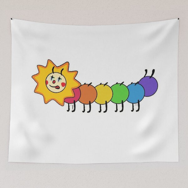 Item preview, Cute Rainbow Caterpillar With Smiling Sun Face Glitchcore Design designed and sold by GloomPop.