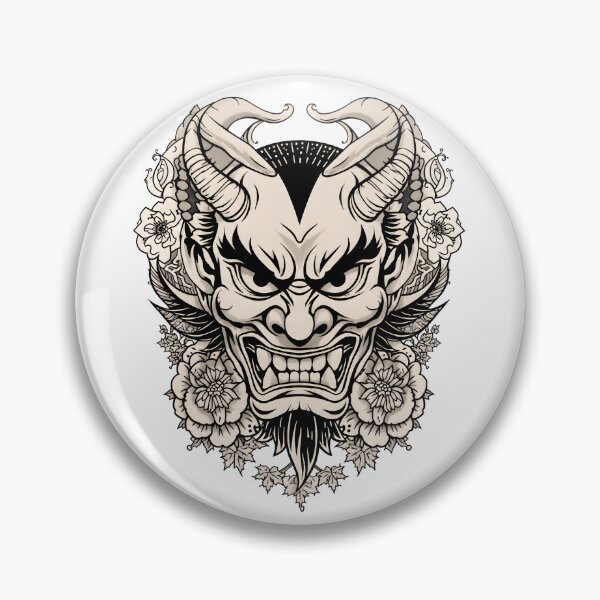 Item preview, Floral Hannya Mask – Japanese Oni Tattoo Style Art designed and sold by ArtnarongDesign.