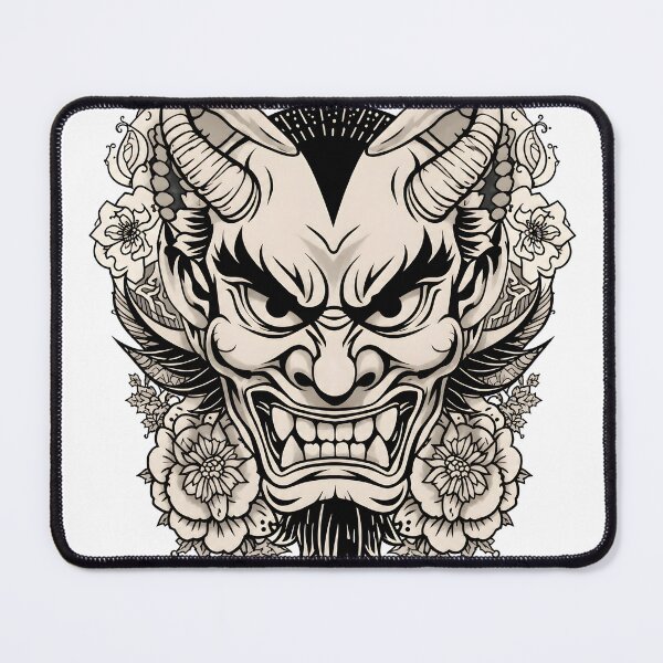 Item preview, Floral Hannya Mask – Japanese Oni Tattoo Style Art designed and sold by ArtnarongDesign.