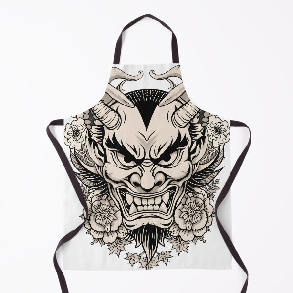 Item preview, Floral Hannya Mask – Japanese Oni Tattoo Style Art designed and sold by ArtnarongDesign.