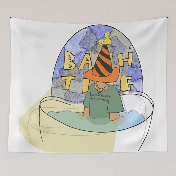 Item preview, Funny Bath Time Bathing Character Traffic Cone Hat Meme Art designed and sold by GloomPop.