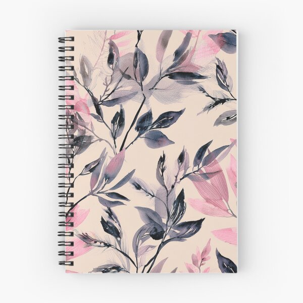 Item preview, Vintage boho pastel pink and black on beige neutral background,  botanicals watercolor garden leaves, floral minimalist abstract leafy pattern blush pink  designed and sold by navitalidesign.