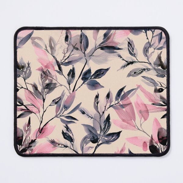 Item preview, Vintage boho pastel pink and black on beige neutral background, botanicals watercolor garden leaves, floral minimalist abstract leafy pattern blush pink designed and sold by navitalidesign.