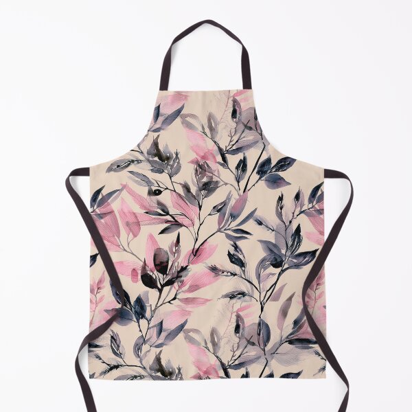 Item preview, Vintage boho pastel pink and black on beige neutral background, botanicals watercolor garden leaves, floral minimalist abstract leafy pattern blush pink designed and sold by navitalidesign.