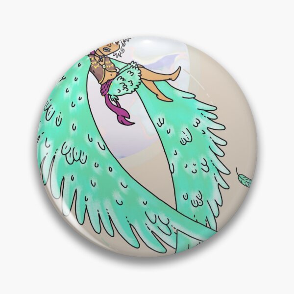 Item preview, Winged Girl Flying Cat Teal Feathers designed and sold by Lilyaena.