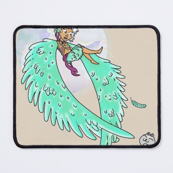 Item preview, Winged Girl Flying Cat Teal Feathers designed and sold by Lilyaena.