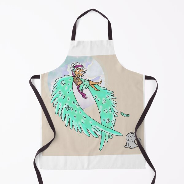 Item preview, Winged Girl Flying Cat Teal Feathers designed and sold by Lilyaena.
