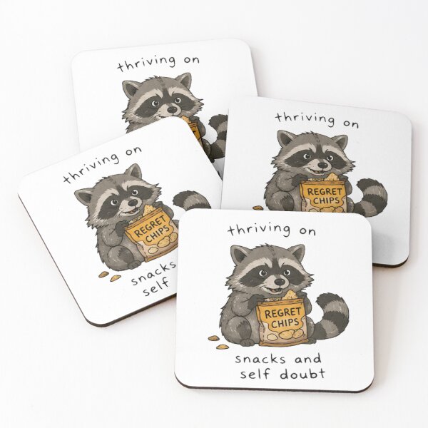 Item preview, Funny Raccoon | Thriving on Snacks and Self Doubt designed and sold by KJ Juliet.