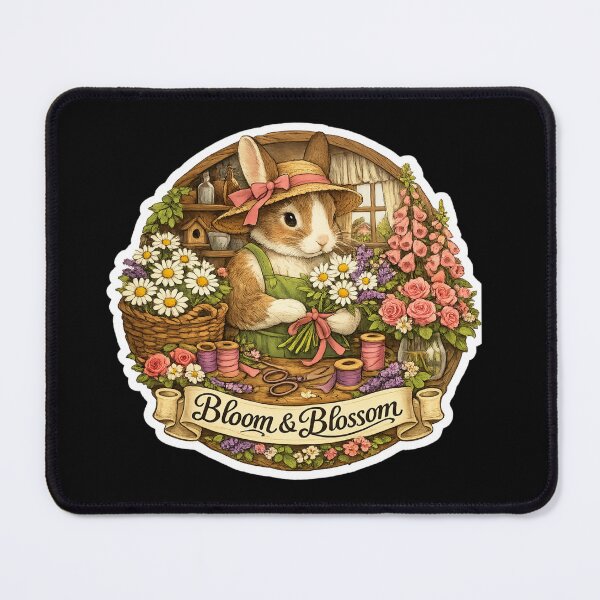 Item preview, Bloom & Blossom Bunny Florist Sticker | Cute Rabbit Flower Shop | Cottagecore Floral Art | Woodland Bunny | Spring Garden designed and sold by MrDev.