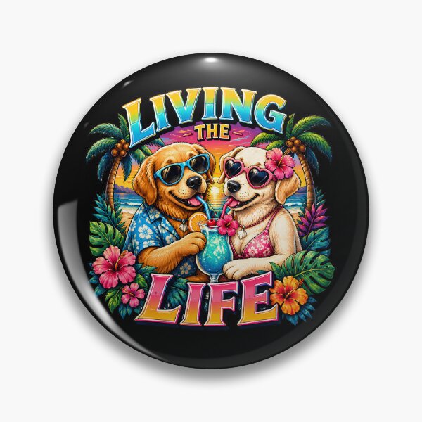 Item preview, Living The Life Golden Retrievers Beach Vacation designed and sold by digitalbob60.