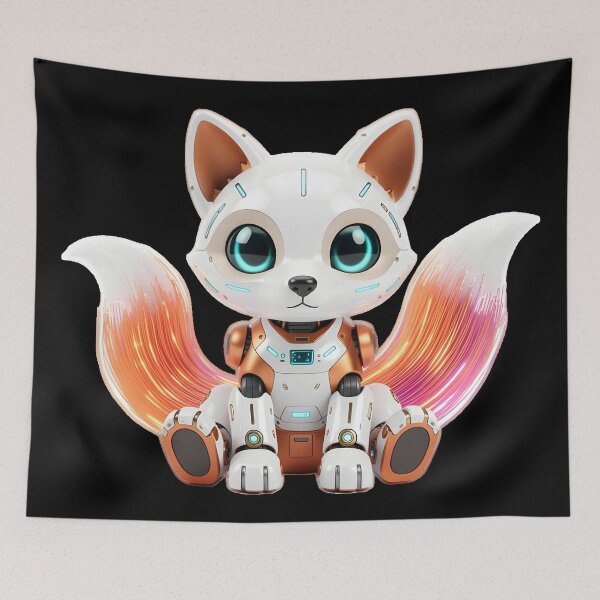 Item preview, Chibi Cyber Fox - Optic Fiber Companion Mech designed and sold by BGM by AI.